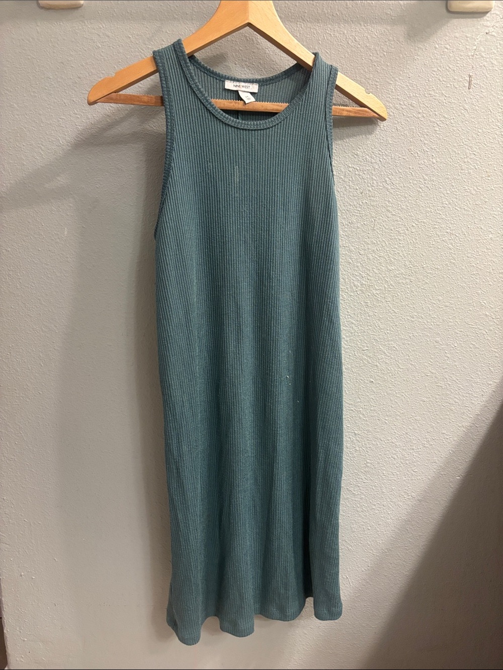 Nine West Teal Ribbed Midi Dress
